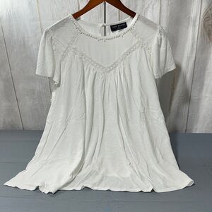 Lane Bryant White Short Sleeve Blouse